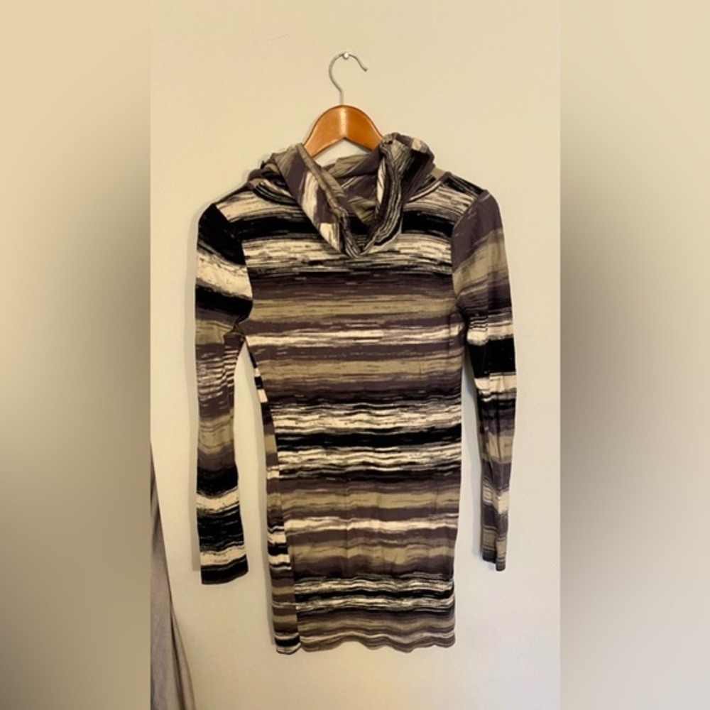 Y2K Vintage 2000s Kensie Sweater Dress Hood Cowl Neck Size Small - Picture 2 of 9